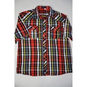 Rocawear Mens Red Plaid Snap Front Short Sleeve Western Shirt 3X Y2K